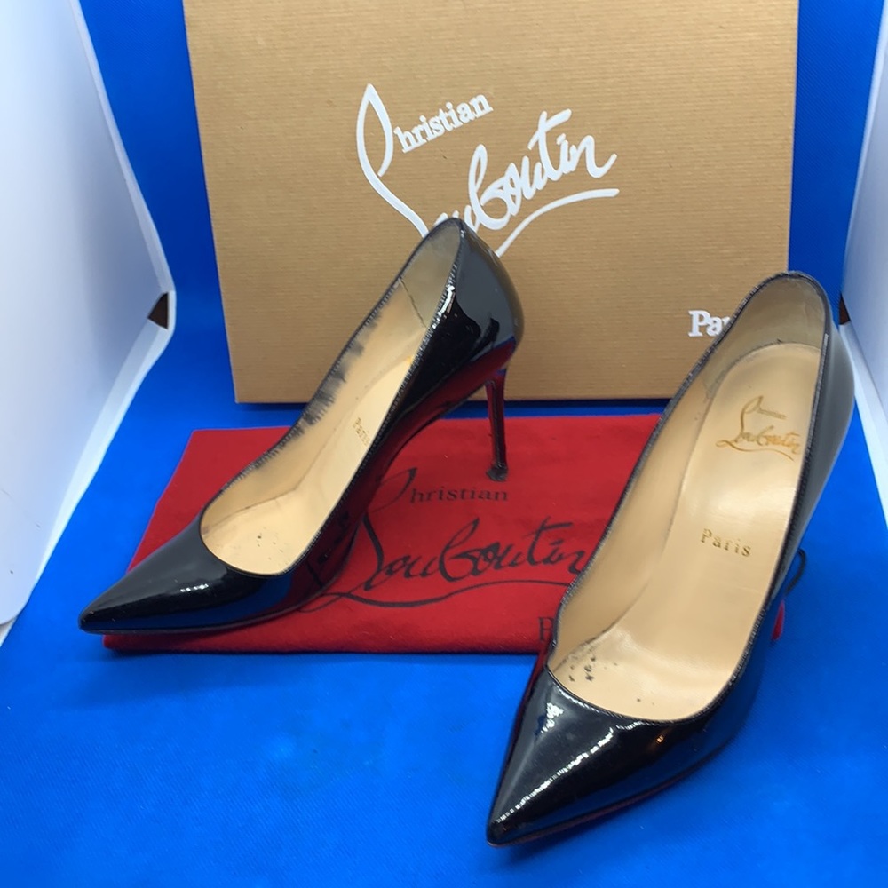 Christian Louboutin Decollete 554 100 Patent Pumps Heels 35 1/2 - Picture 3 of 12